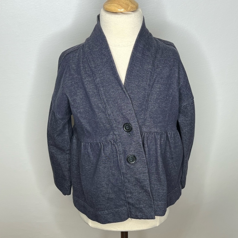 Tea Collection chambray thicker cotton shawl collar jacket sz 7 NWT